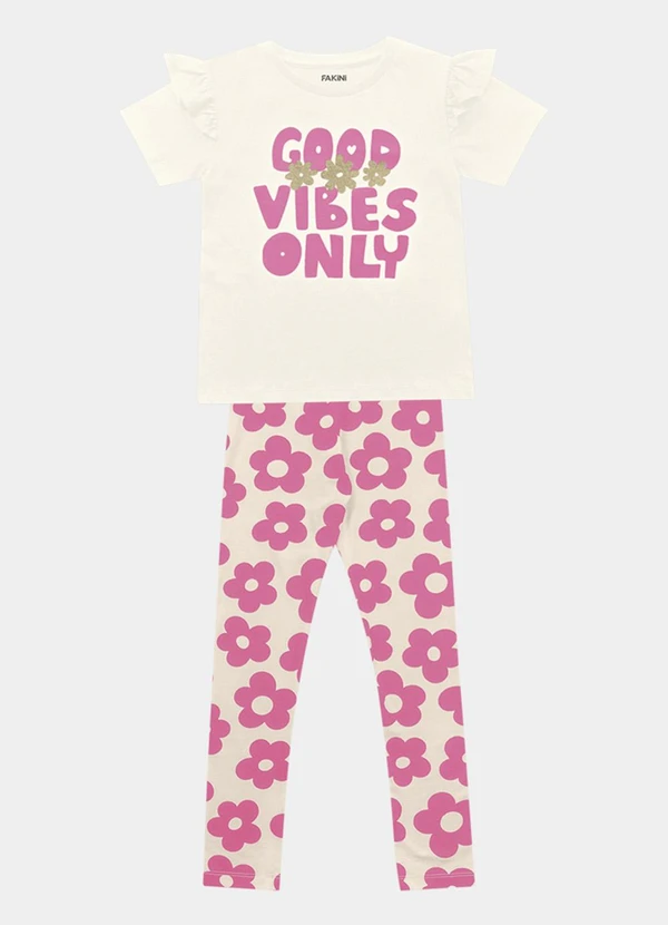 Fakini Kids - Conjunto Blusa e Legging Bege