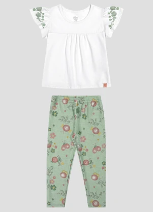 Kely Kety - Conjunto Blusa e Legging com Estampa Branco - KELY KETY