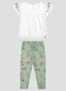 Kely Kety - Conjunto Blusa e Legging com Estampa Rosa - variação: Branco