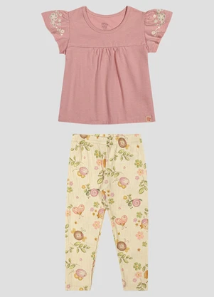 Kely Kety - Conjunto Blusa e Legging com Estampa Rosa - KELY KETY