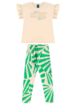 Bee Loop - Conjunto Blusa e Legging Estampada Bege - BEE LOOP