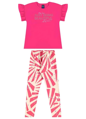 Bee Loop - Conjunto Blusa e Legging Estampada Rosa - BEE LOOP