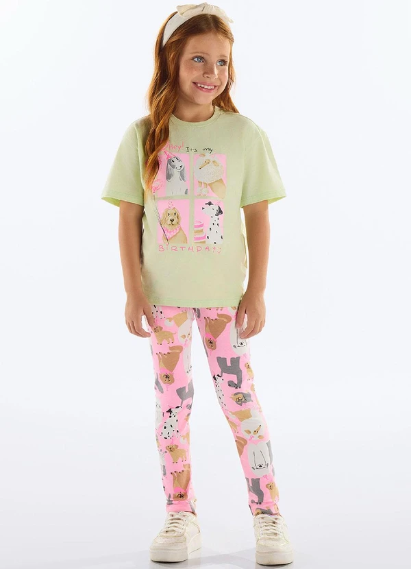 Quimby - Conjunto Blusa e Legging Menina Verde
