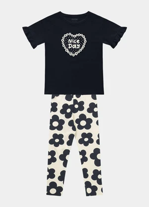 Fakini Kids - Conjunto Blusa e Legging Preto - FAKINI KIDS