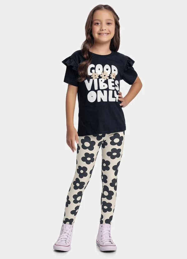 Fakini Kids - Conjunto Blusa e Legging Preto