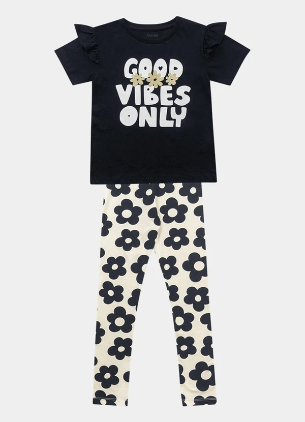 Fakini Kids - Conjunto Blusa e Legging Preto 4