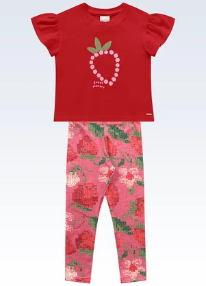 Fakini Kids - Conjunto Blusa e Legging Vermelho - FAKINI KIDS
