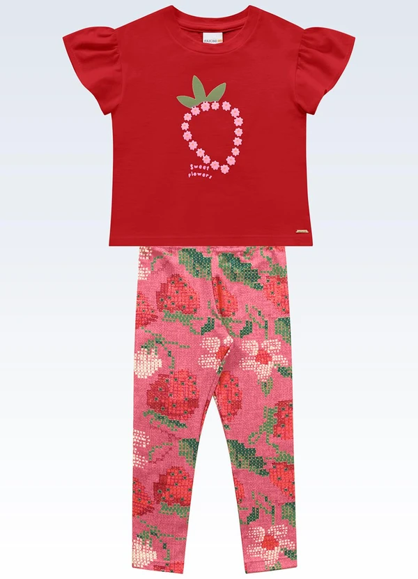 Fakini Kids - Conjunto Blusa e Legging Vermelho
