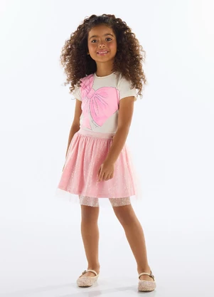 Quimby - Conjunto Blusa e Saia com Tule Bege - QUIMBY