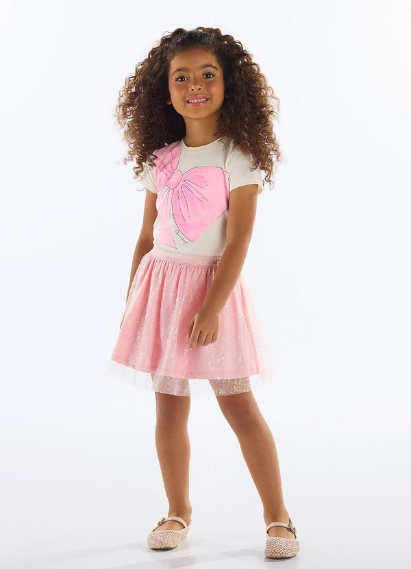 Quimby - Conjunto Blusa e Saia com Tule Bege