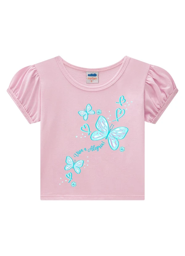 Marlan - Conjunto Blusa e Saia em Cotton Margaridas Azul