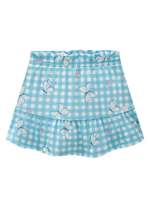 Marlan - Conjunto Blusa e Saia em Cotton Margaridas Azul 2