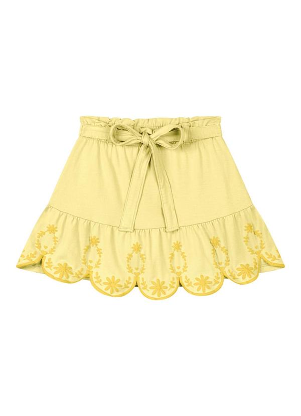Milli e Nina - Conjunto Blusa e Saia em Cotton Penteado Amarelo 4