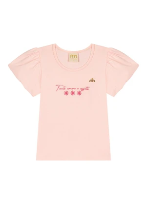 Milli e Nina - Conjunto Blusa e Saia em Cotton Penteado Rosa - MILLI E NINA