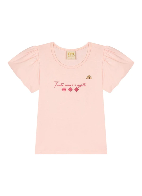 Milli e Nina - Conjunto Blusa e Saia em Cotton Penteado Rosa 2