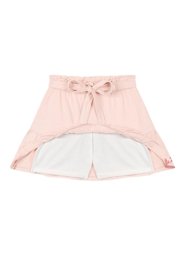 Milli e Nina - Conjunto Blusa e Saia em Cotton Penteado Rosa 4