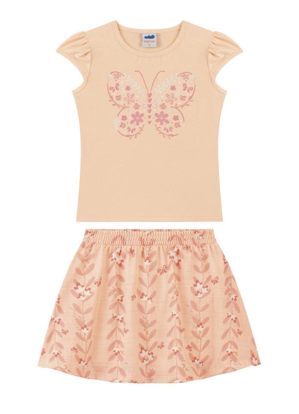Marlan - Conjunto Blusa e Saia em Cotton Romance Laranja