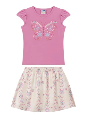 Marlan - Conjunto Blusa e Saia em Cotton Romance Rosa - MARLAN
