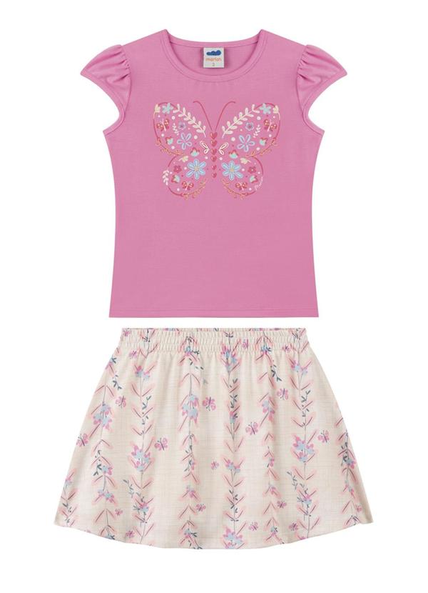Marlan - Conjunto Blusa e Saia em Cotton Romance Rosa 2