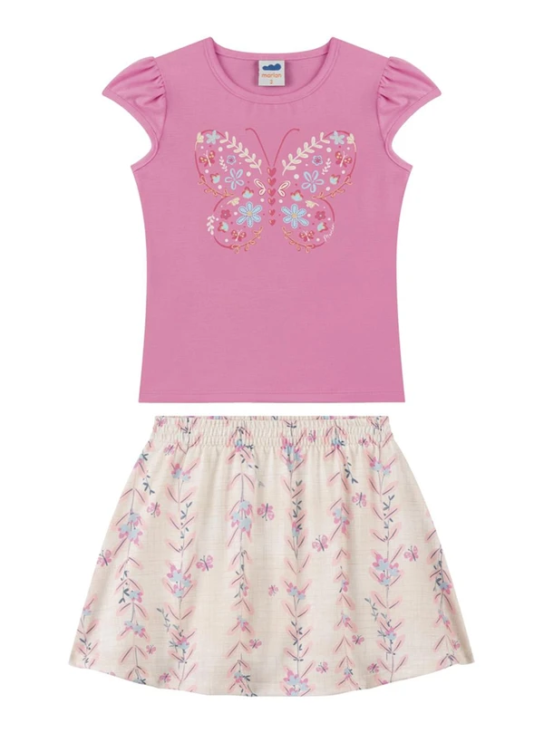 Marlan - Conjunto Blusa e Saia em Cotton Romance Rosa 2