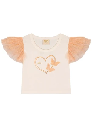 Milli e Nina - Conjunto Blusa e Saia em Tule Brilho Laranja - MILLI E NINA