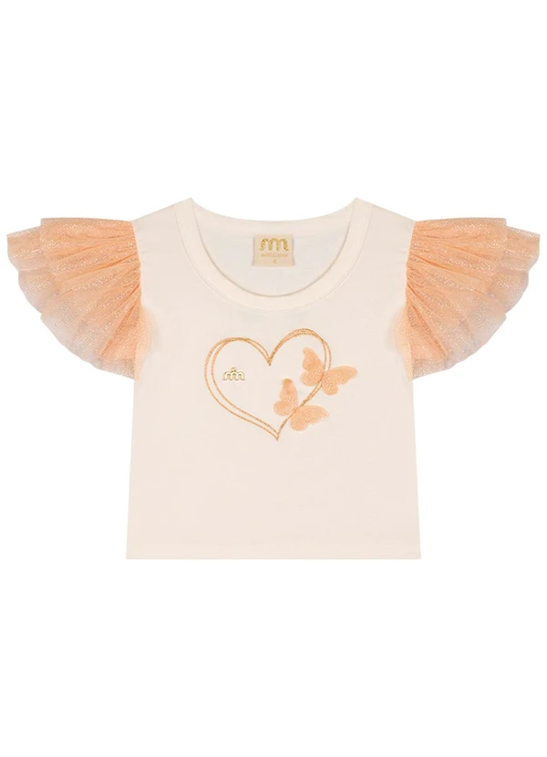 Milli e Nina - Conjunto Blusa e Saia em Tule Brilho Laranja 2