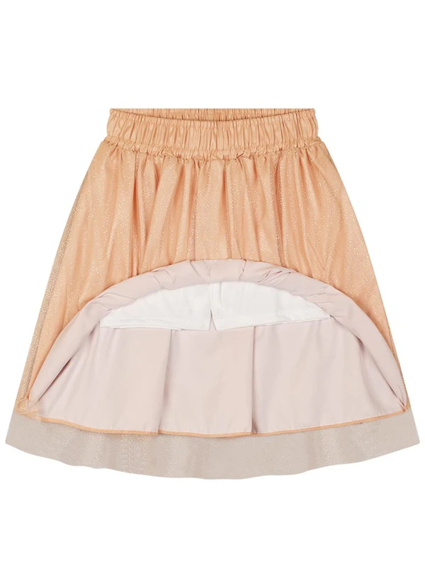 Milli e Nina - Conjunto Blusa e Saia em Tule Brilho Laranja 4