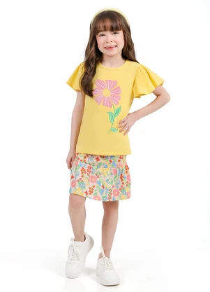 Tink Bink - Conjunto Blusa e Saia Meia Malha Amarelo - TINK BINK