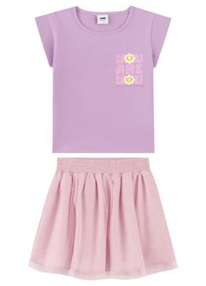 Marlan - Conjunto Blusa e Saia Menina com Tule Roxo - MARLAN