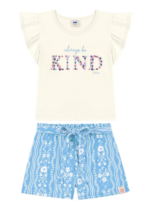 Marlan - Conjunto Blusa e Saia Ritmo Floral Bege