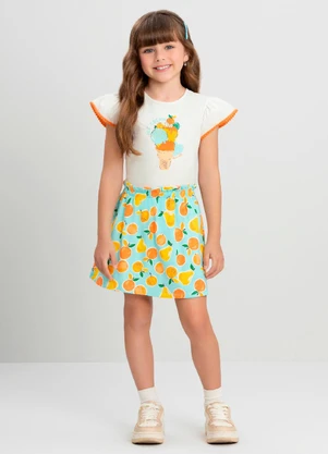 Conjunto Blusa e Saia-Short Infantil Quimby Branco - QUIMBY