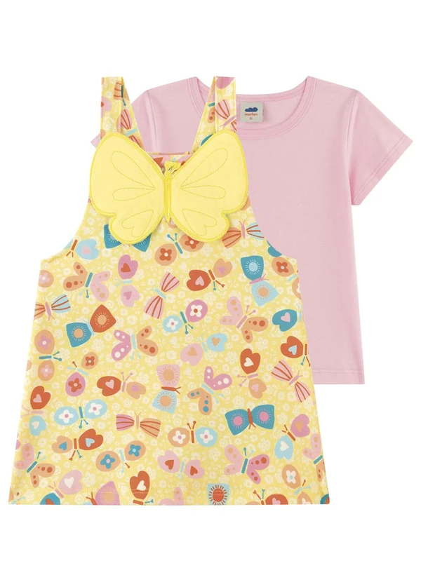 Marlan - Conjunto Blusa e Salopete Infantil Menina Amarelo