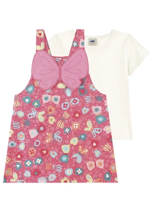 Marlan - Conjunto Blusa e Salopete Infantil Menina Rosa - MARLAN