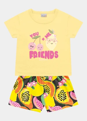 Fakini Kids - Conjunto Blusa e Short Amarelo - FAKINI KIDS