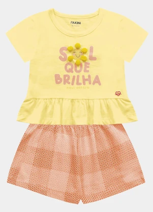 Fakini Kids - Conjunto Blusa e Short Amarelo - FAKINI KIDS