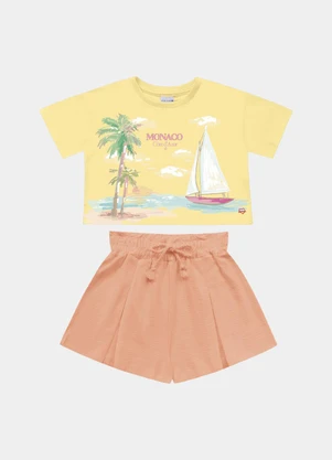 Fakini Kids - Conjunto Blusa e Short Amarelo - FAKINI KIDS