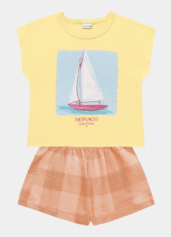Fakini Kids - Conjunto Blusa e Short Amarelo