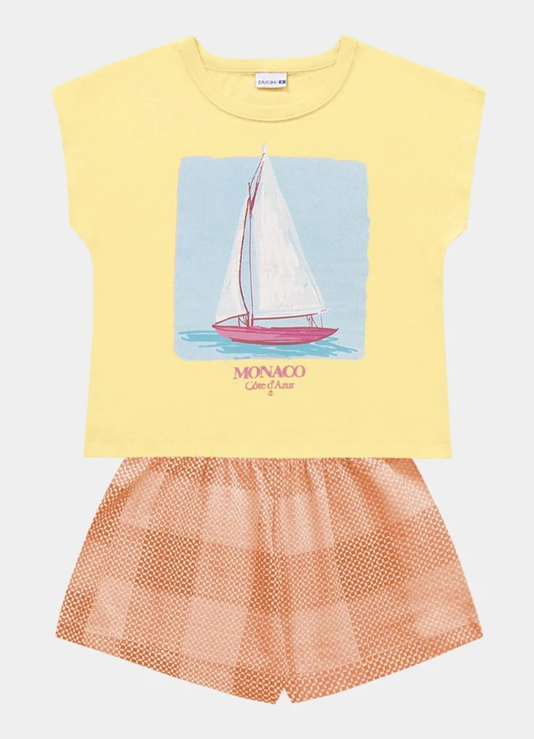 Fakini Kids - Conjunto Blusa e Short Amarelo
