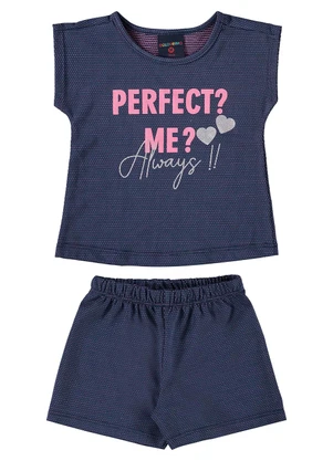 Guloseima - Conjunto Blusa e Short Bebê Menina Azul - GULOSEIMA