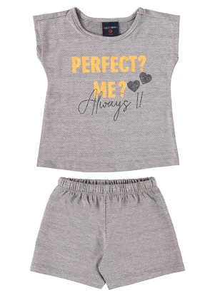 Guloseima - Conjunto Blusa e Short Bebê Menina Cinza - GULOSEIMA