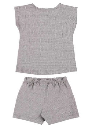 Guloseima - Conjunto Blusa e Short Bebê Menina Cinza - GULOSEIMA