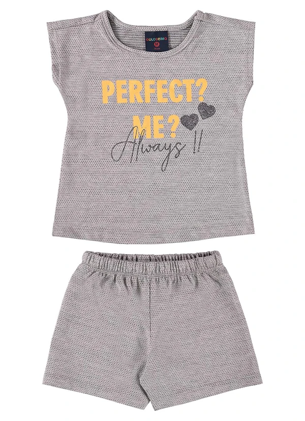 Guloseima - Conjunto Blusa e Short Bebê Menina Cinza