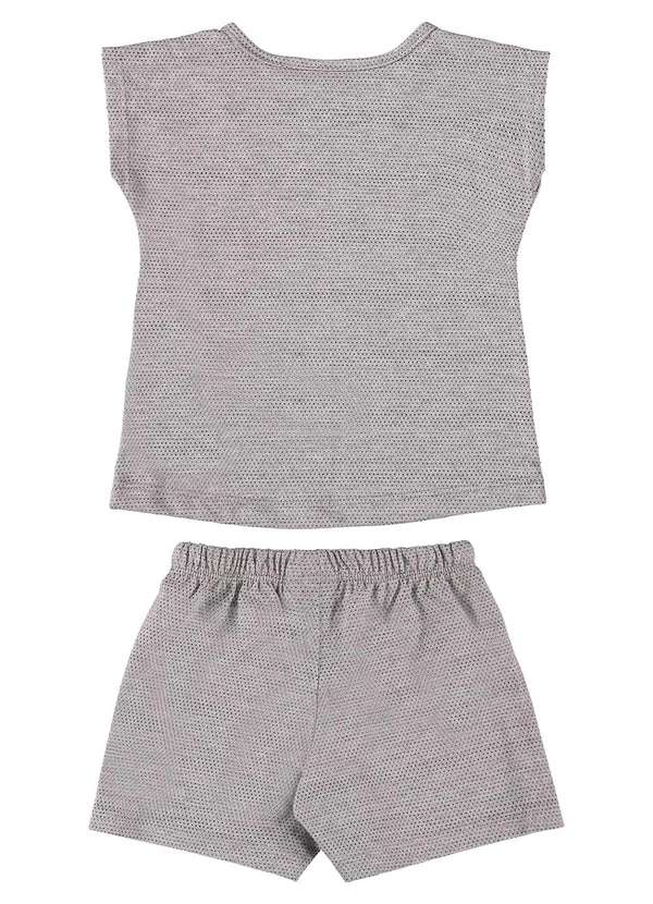 Guloseima - Conjunto Blusa e Short Bebê Menina Cinza 2