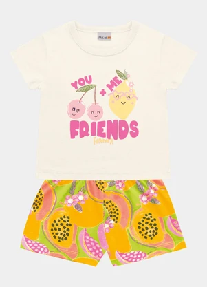 Fakini Kids - Conjunto Blusa e Short Bege - FAKINI KIDS