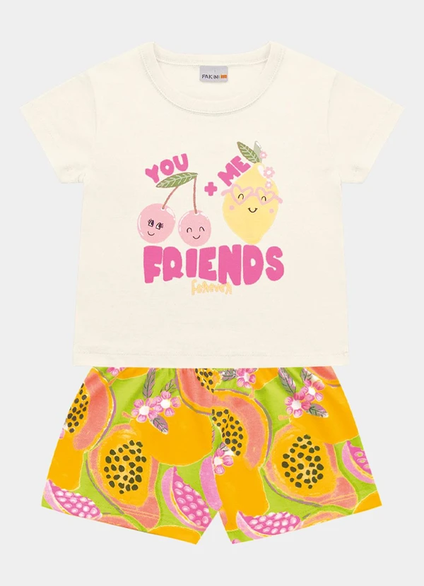 Fakini Kids - Conjunto Blusa e Short Bege