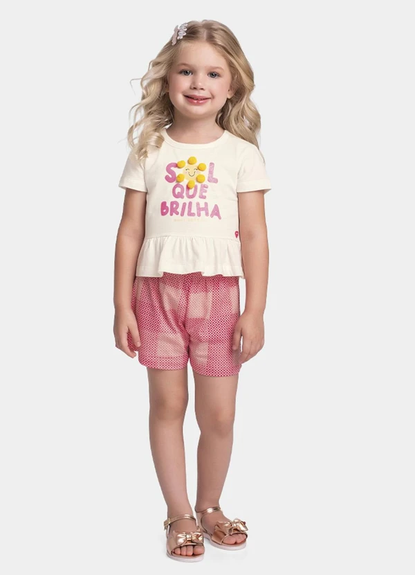 Fakini Kids - Conjunto Blusa e Short Bege