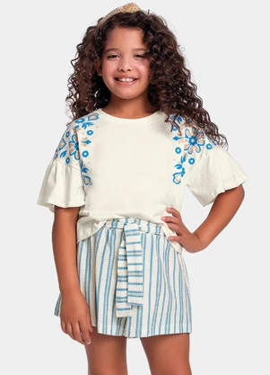 Fakini Kids - Conjunto Blusa e Short Bege - FAKINI KIDS