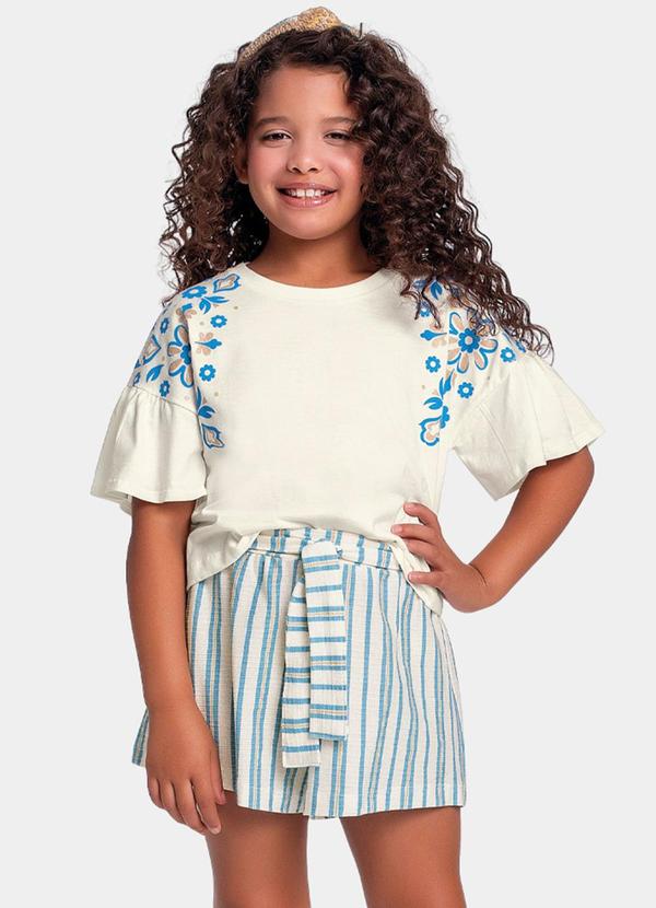 Fakini Kids - Conjunto Blusa e Short Bege