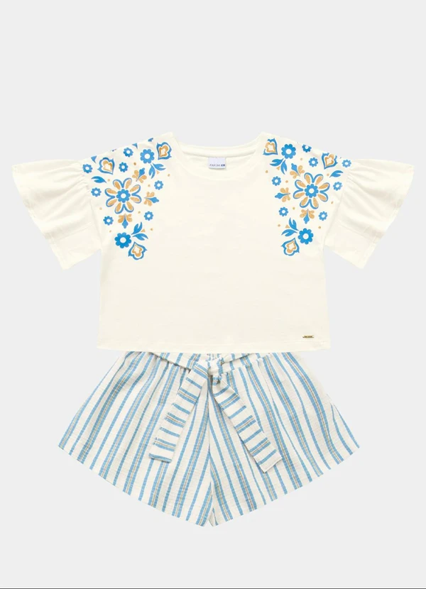 Fakini Kids - Conjunto Blusa e Short Bege 5