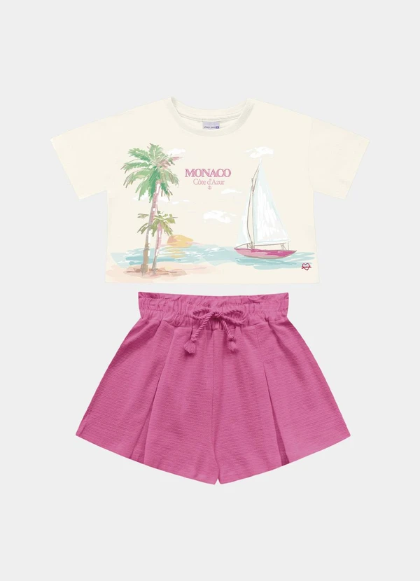 Fakini Kids - Conjunto Blusa e Short Bege